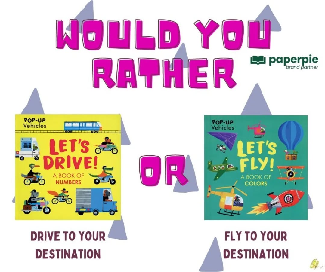 🎉 Would you rather…

🚗 Drive to your destination
.
.
OR
.
.
✈ Fly to your destination